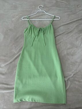 Princess Polly Pastel Green Tie-Front Spaghetti Strap Mini Dress